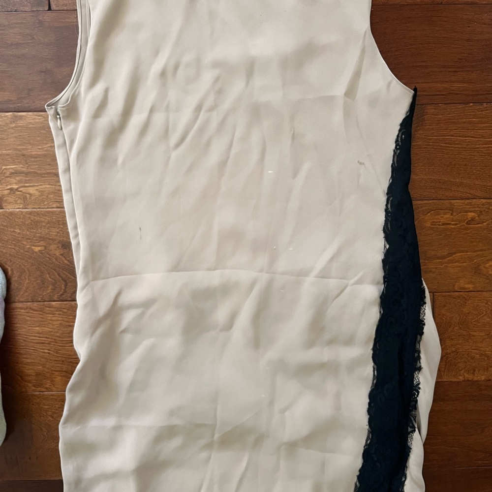 ALL SAINTS Elegant Beige and Black Sleeveless Dress w/ Lace - Picture 5 of 6